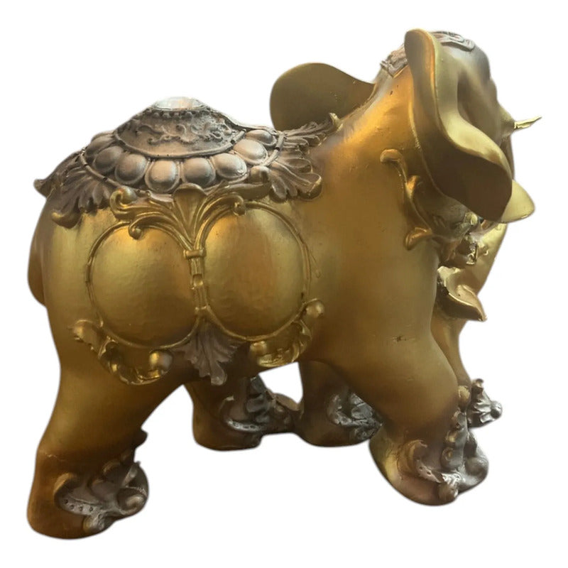 Figura Elefante De La Suerte Y Abundancia Mamá Y Cría 16cm Dorado by HEREJE