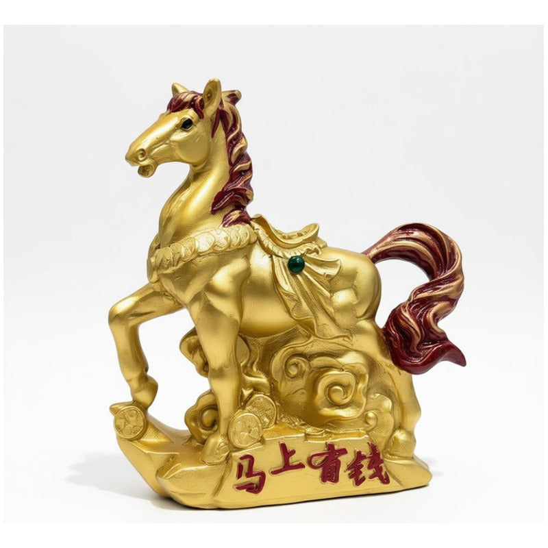 Caballo Del Año Chino 12.5x11x4cm Dorado by HEREJE