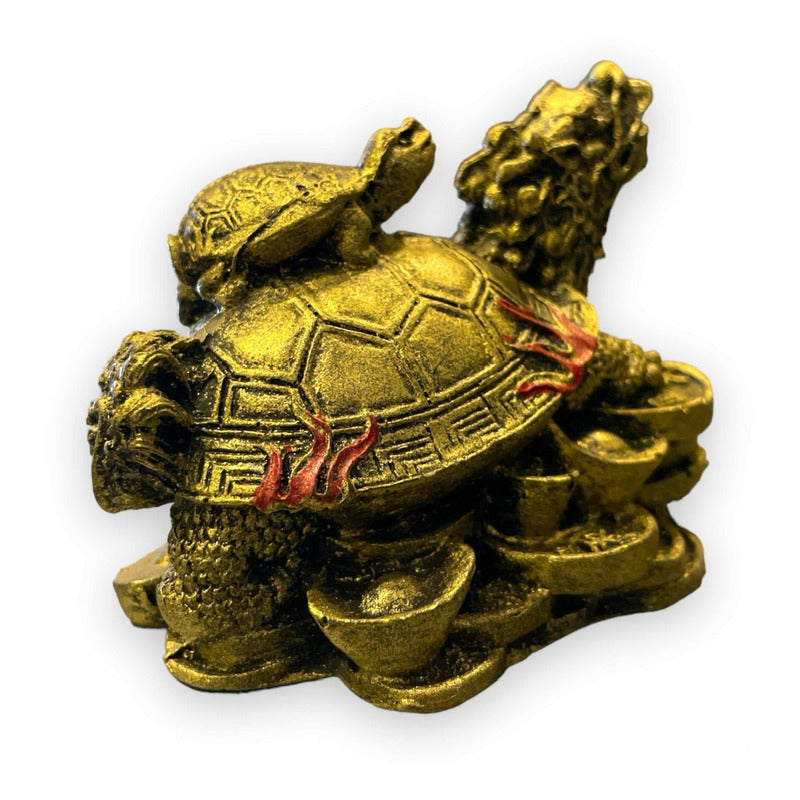 Tortuga Dragón Resina Guardián De La Riqueza Nacional 4cm Dorado by HEREJE