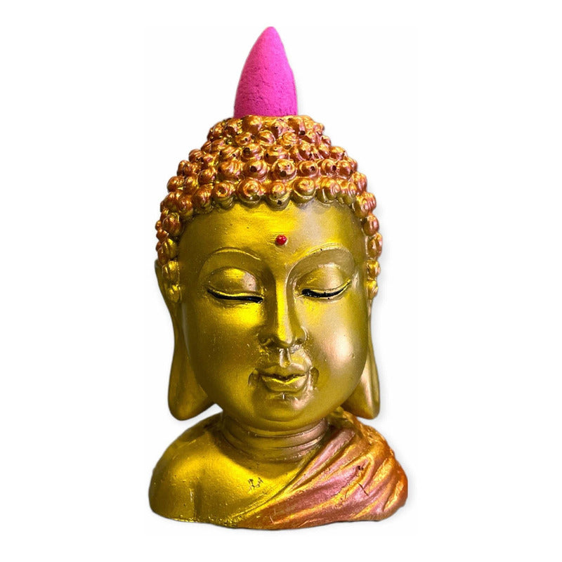 Buda Quemador De Incienso Escultura De Resina 9x6x6cm Dorado Lisa by HEREJE