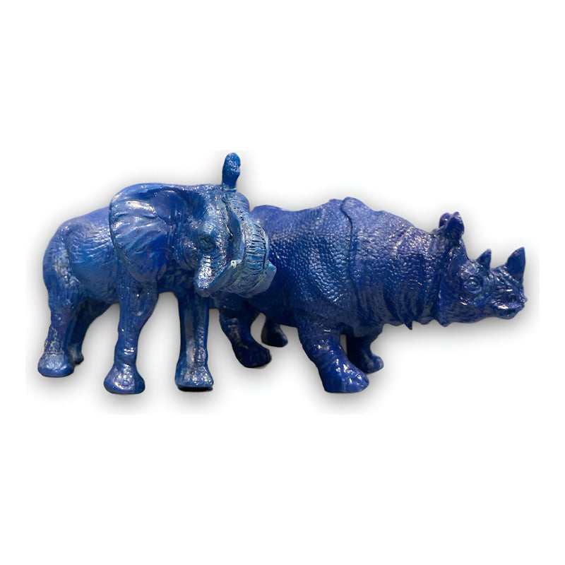 Figura Elefante Y Rinoceronte Azul Feng Shui 8.6cm Y 7.5cm Azul Petróleo by HEREJE