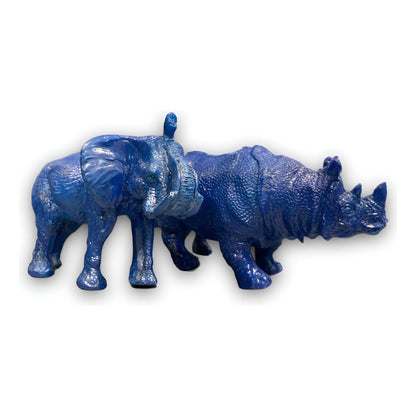 Figura Elefante Y Rinoceronte Azul Feng Shui 8.6cm Y 7.5cm Azul Petróleo by HEREJE