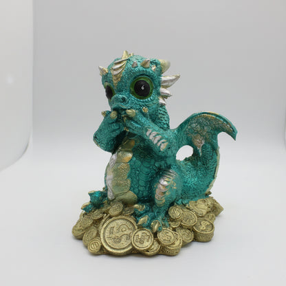 Dragón Tipo Bebe Resina 14.5 Cm Nacional Pintado A Mano. by HEREJE