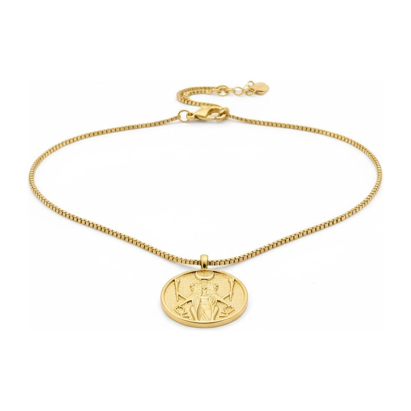 Triple Diosa Medalla Dorada Hecate Celta Con Cadena Dorado Dorada by HEREJE