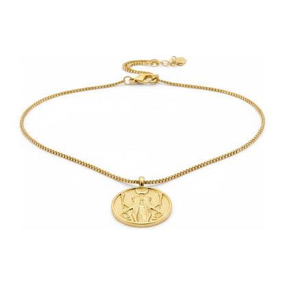 Triple Diosa Medalla Dorada Hecate Celta Con Cadena Dorado Dorada by HEREJE