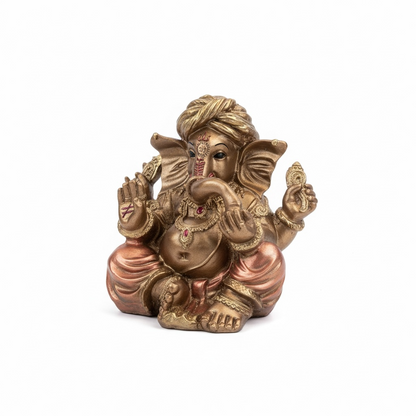Ganesh Turbante Escultura D Resina Hecho A Mano 15.5x17x13cm by HEREJE
