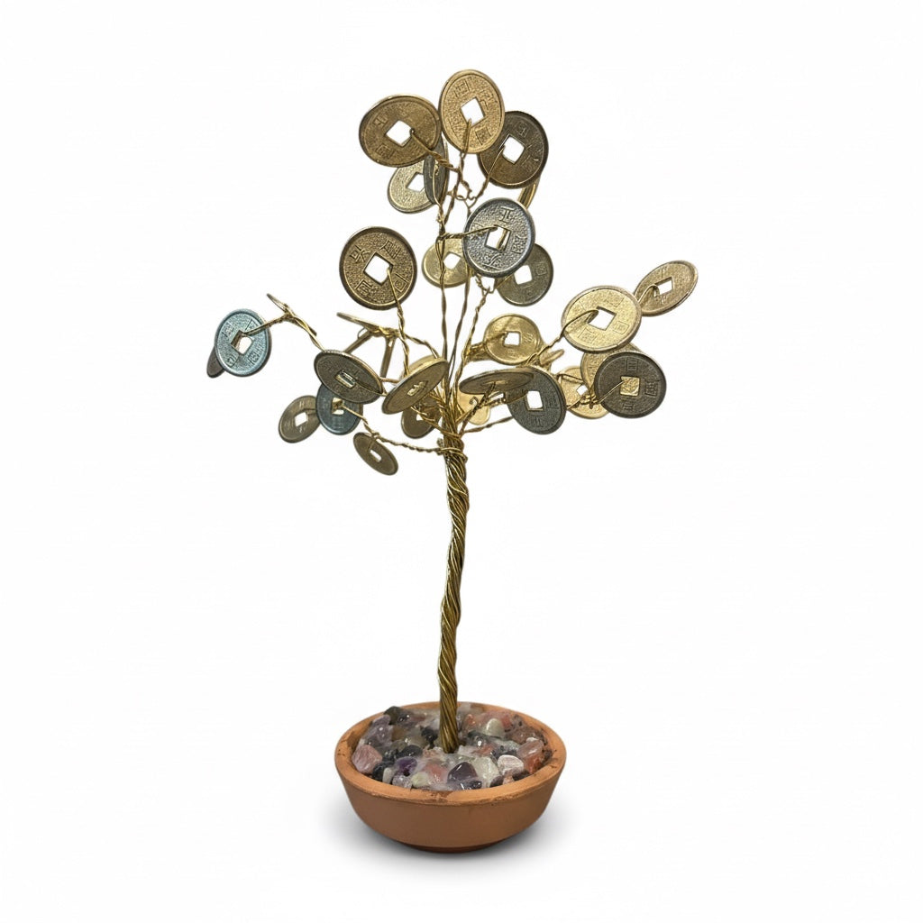 Arbol Monedas Cuarzo Bañado En Oro 15cm Nacional by HEREJE