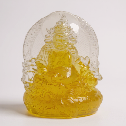 Dzambhala De La Prosperidad Buda En Resina Cristal 12cm Amarillo by HEREJE