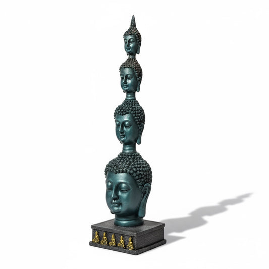 Buda Pedestal Cabezas Figura De Resina 26 Cm Alto by ARTICULOS ESOTERICOS LETY