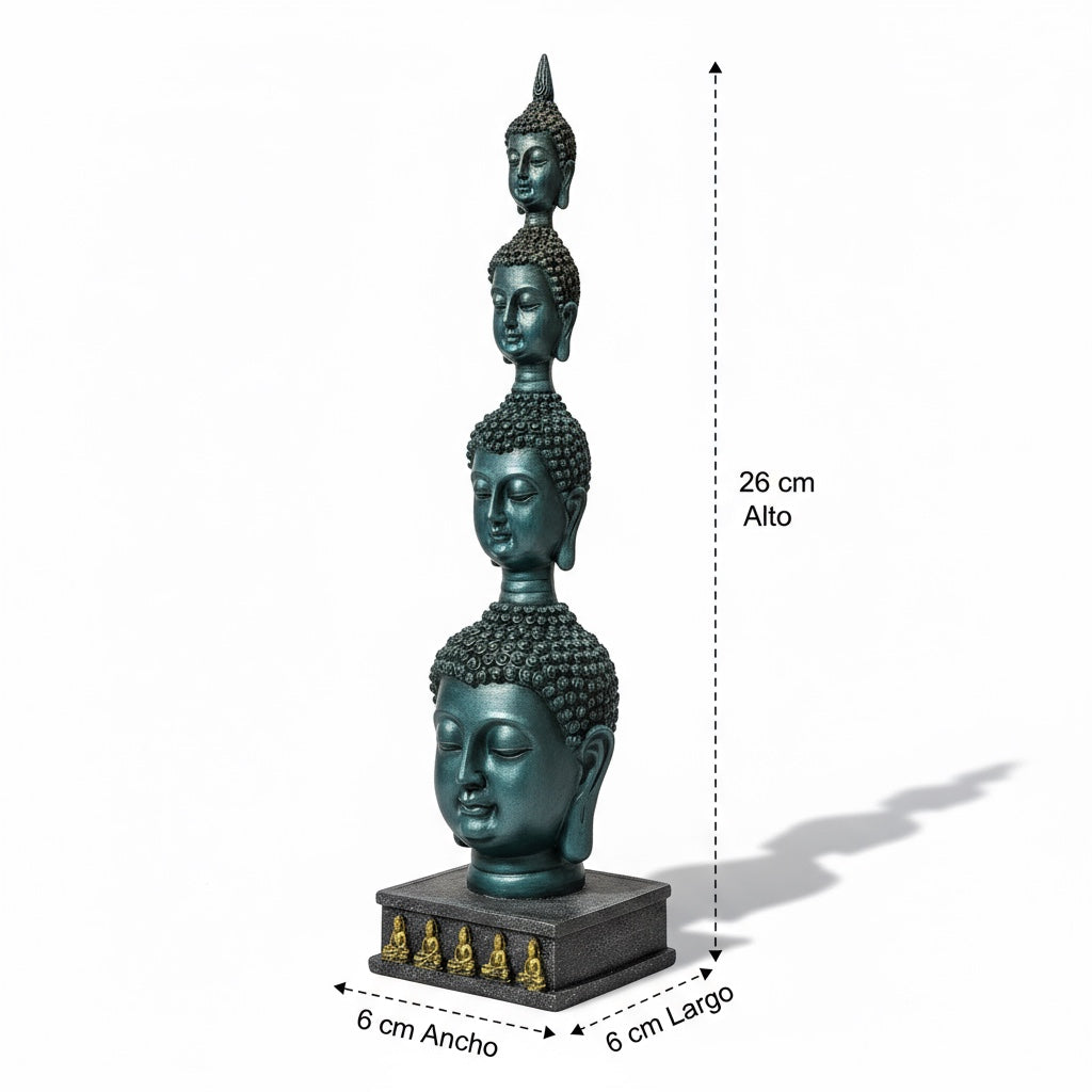 Buda Pedestal Cabezas Figura De Resina 26 Cm Alto by ARTICULOS ESOTERICOS LETY