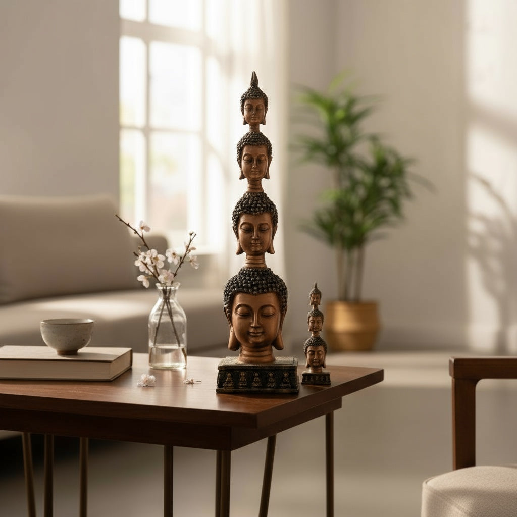 Buda Pedestal Cabezas Figura De Resina 26 Cm Alto by ARTICULOS ESOTERICOS LETY