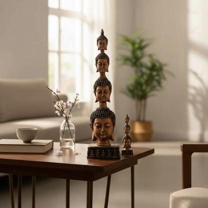 Buda Pedestal Cabezas Figura De Resina 26 Cm Alto by ARTICULOS ESOTERICOS LETY