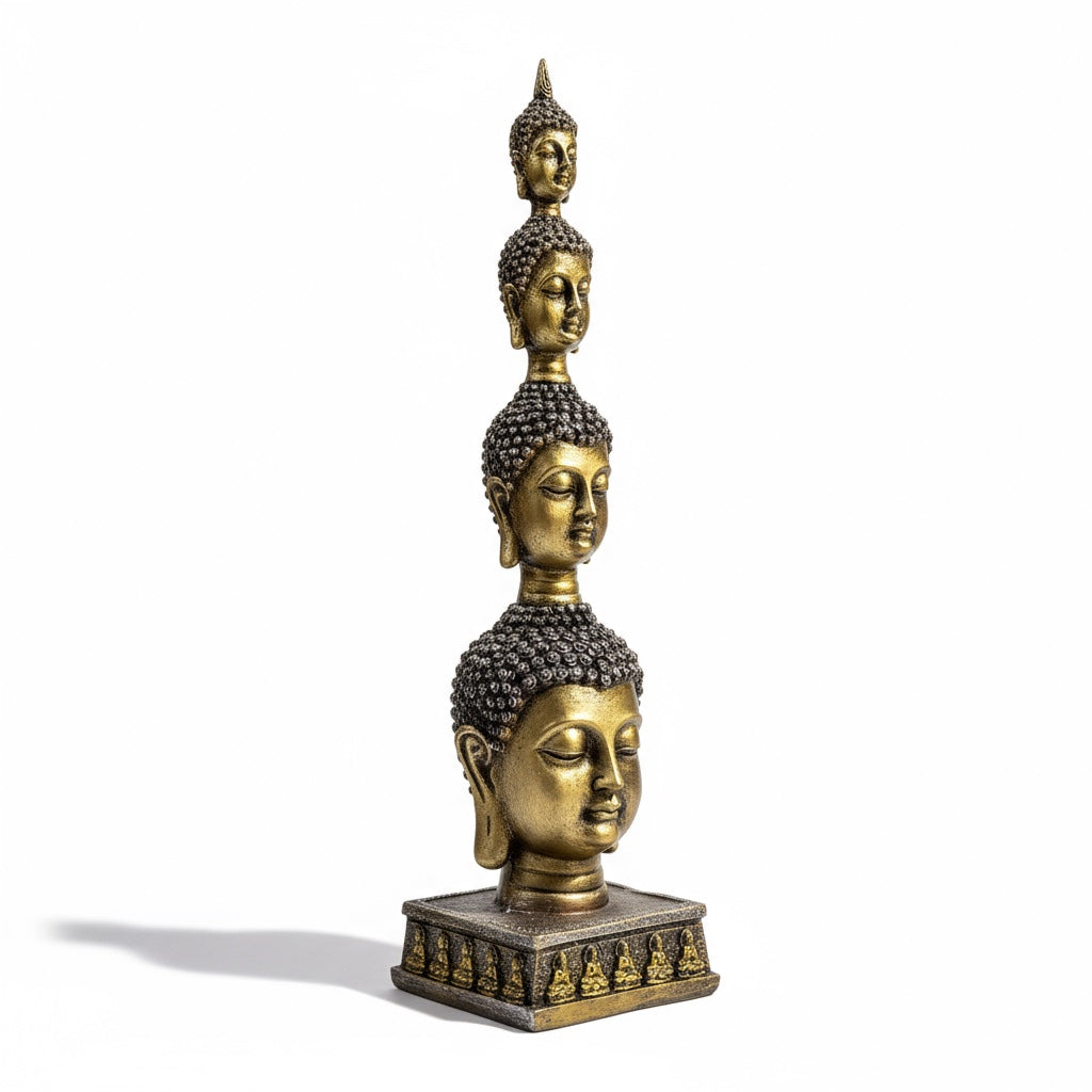 Buda Pedestal Cabezas Figura De Resina 26 Cm Alto by ARTICULOS ESOTERICOS LETY