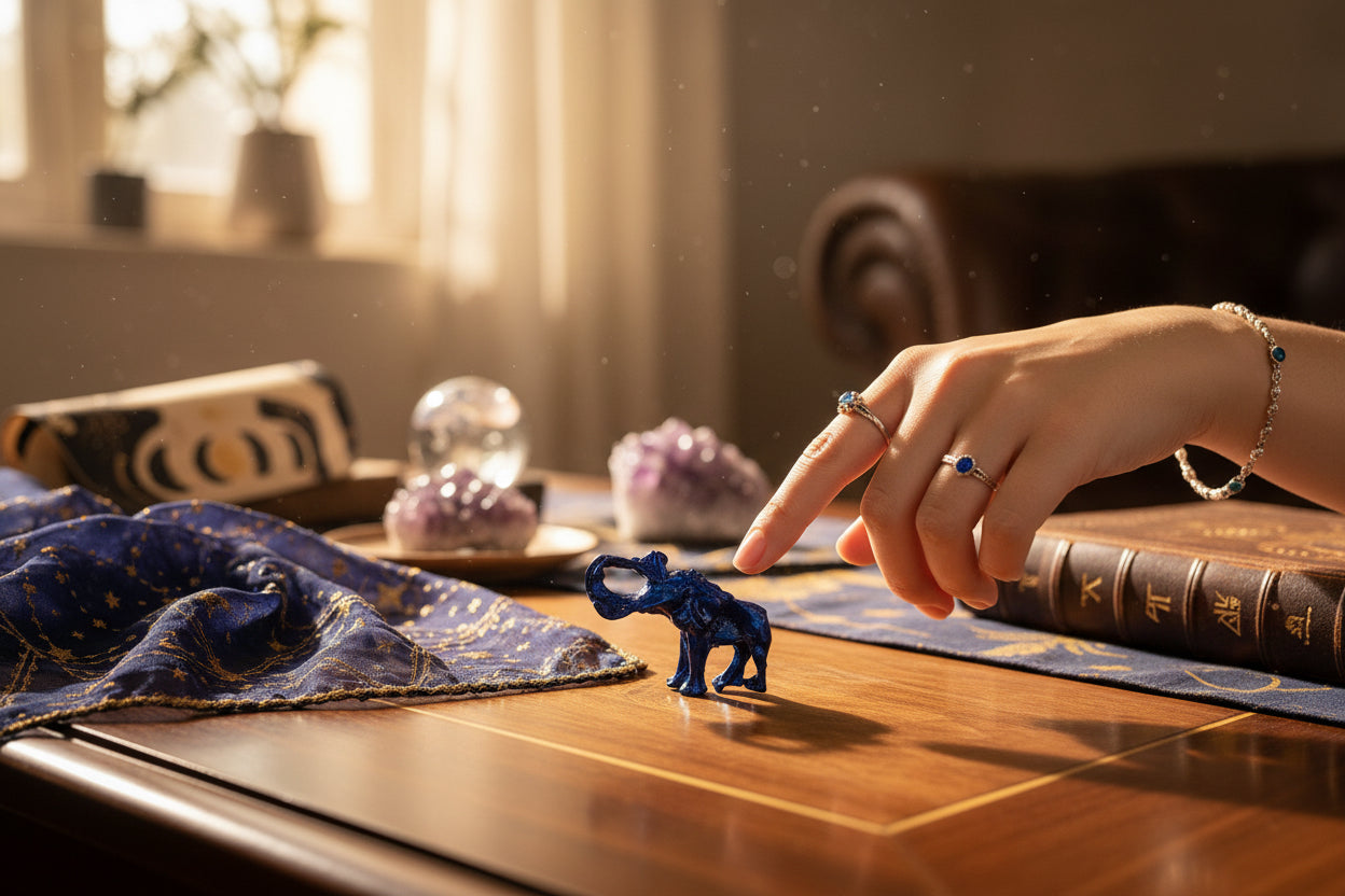 Rinoceronte Azul De Metal Mini Amuleto De Feng Shui by HEREJE