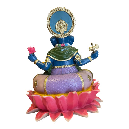 Ganesh Flor De Loto Figura En Resina Nacional 19 Cm Pintado by HEREJE