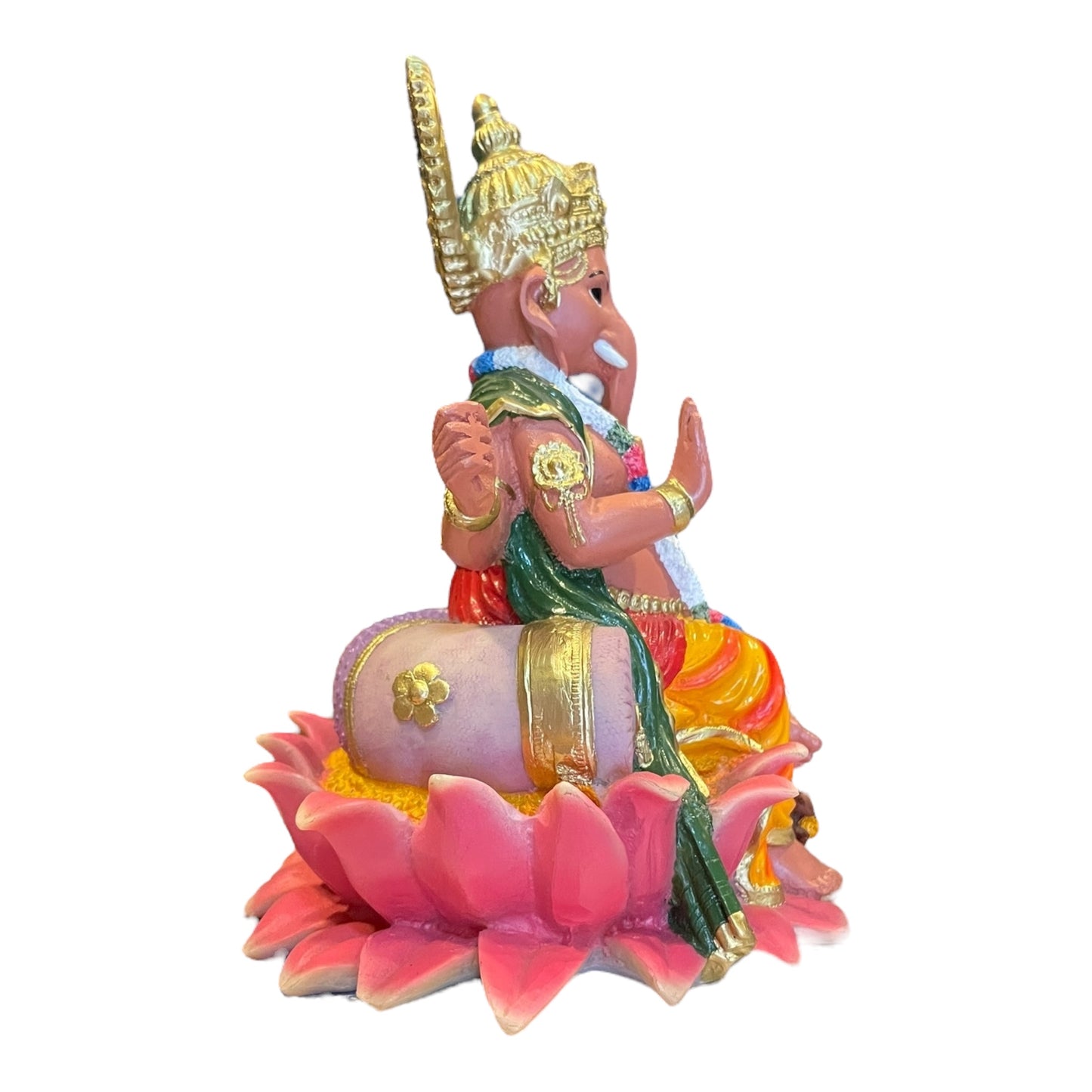 Ganesh Flor De Loto Figura En Resina Nacional 19 Cm Pintado by HEREJE