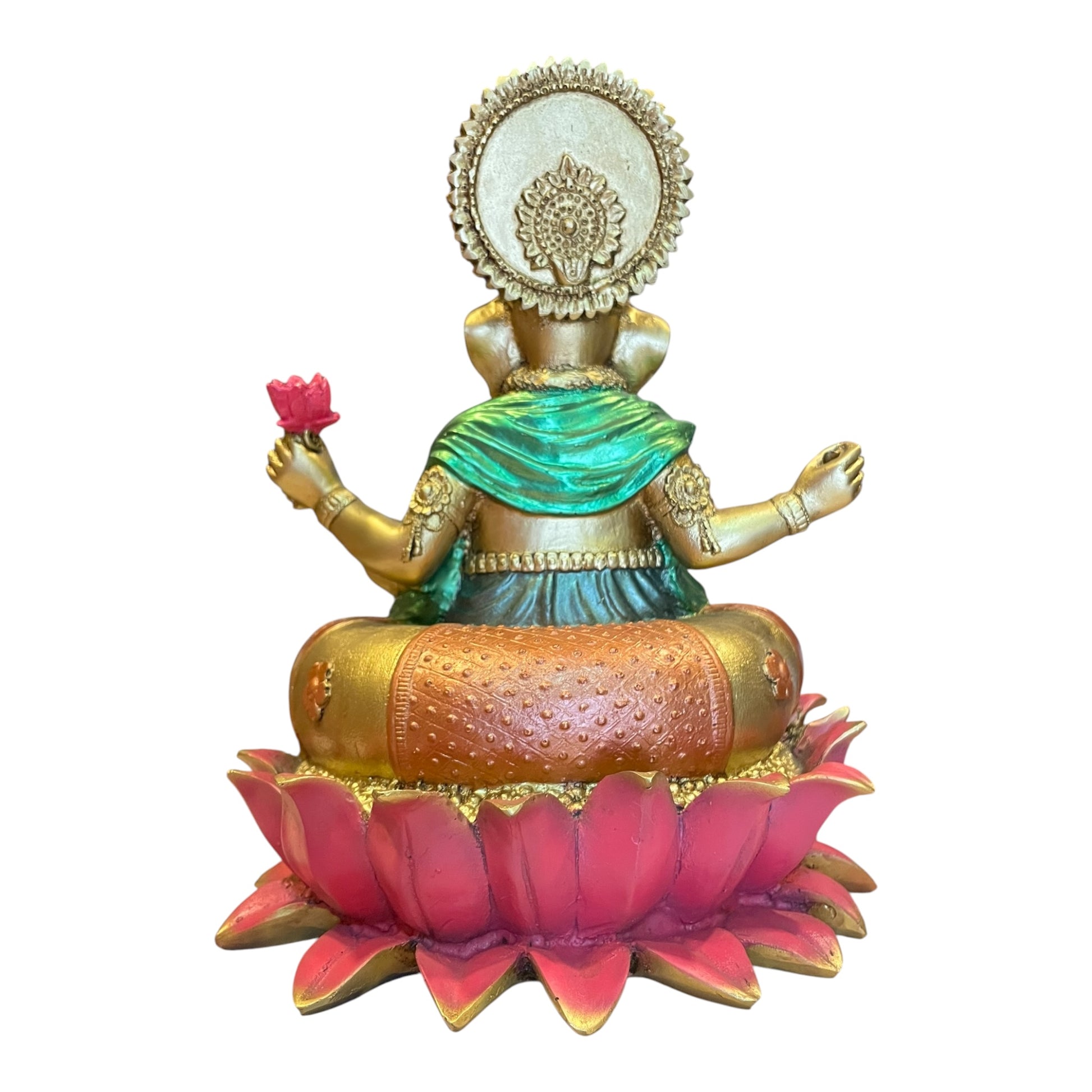 Ganesh Flor De Loto Figura En Resina Nacional 19 Cm Pintado by HEREJE