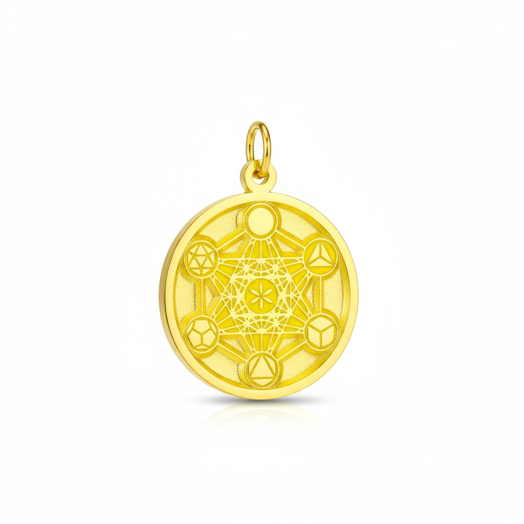 Metatron Dije Troquelado, Encapsulado Baño Dorado 3 Cm Diame by ARTICULOS ESOTERICOS LETY