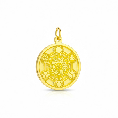 Metatron Dije Troquelado, Encapsulado Baño Dorado 3 Cm Diame by ARTICULOS ESOTERICOS LETY