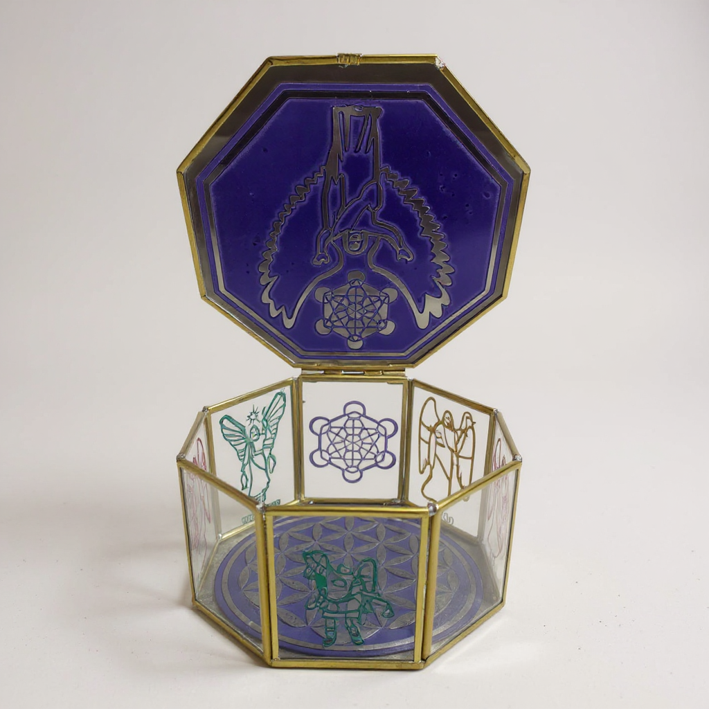 Metatron Con Los 7 Arcangeles Caja De Cristal 15 Cm Grabado by ARTICULOS ESOTERICOS LETY