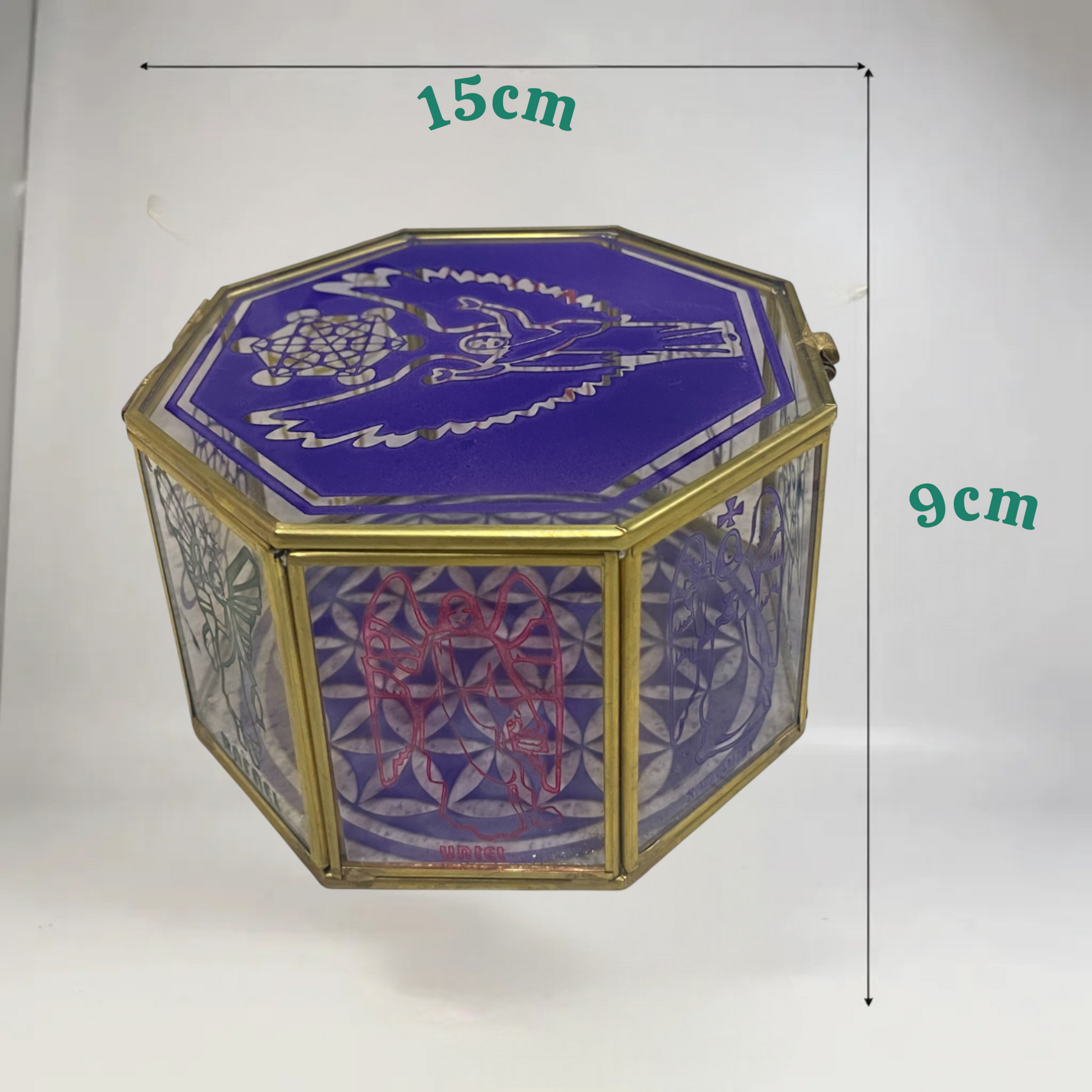 Metatron Con Los 7 Arcangeles Caja De Cristal 15 Cm Grabado by ARTICULOS ESOTERICOS LETY