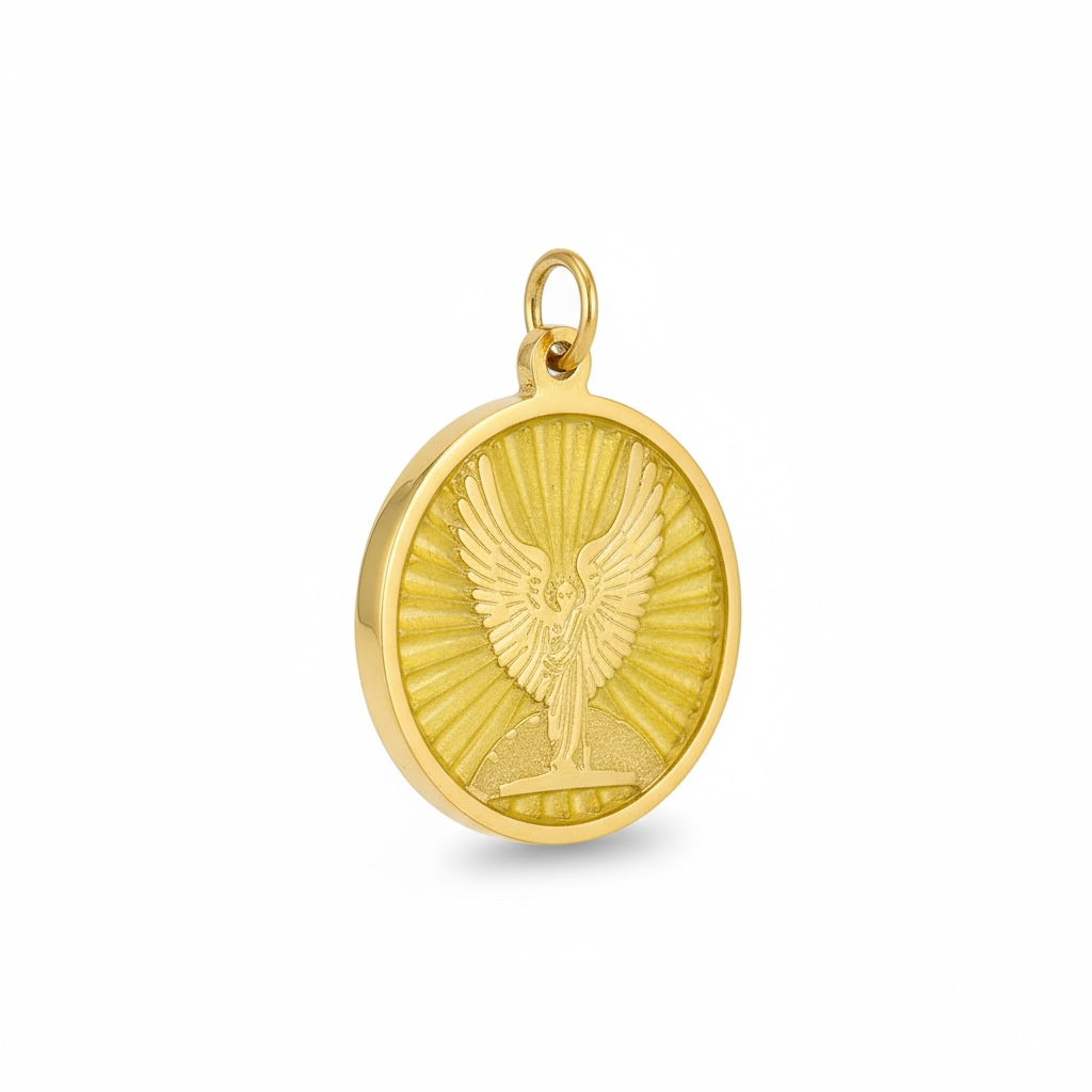 Metatron Dije Troquelado, Encapsulado Baño Dorado 3 Cm Diame by ARTICULOS ESOTERICOS LETY