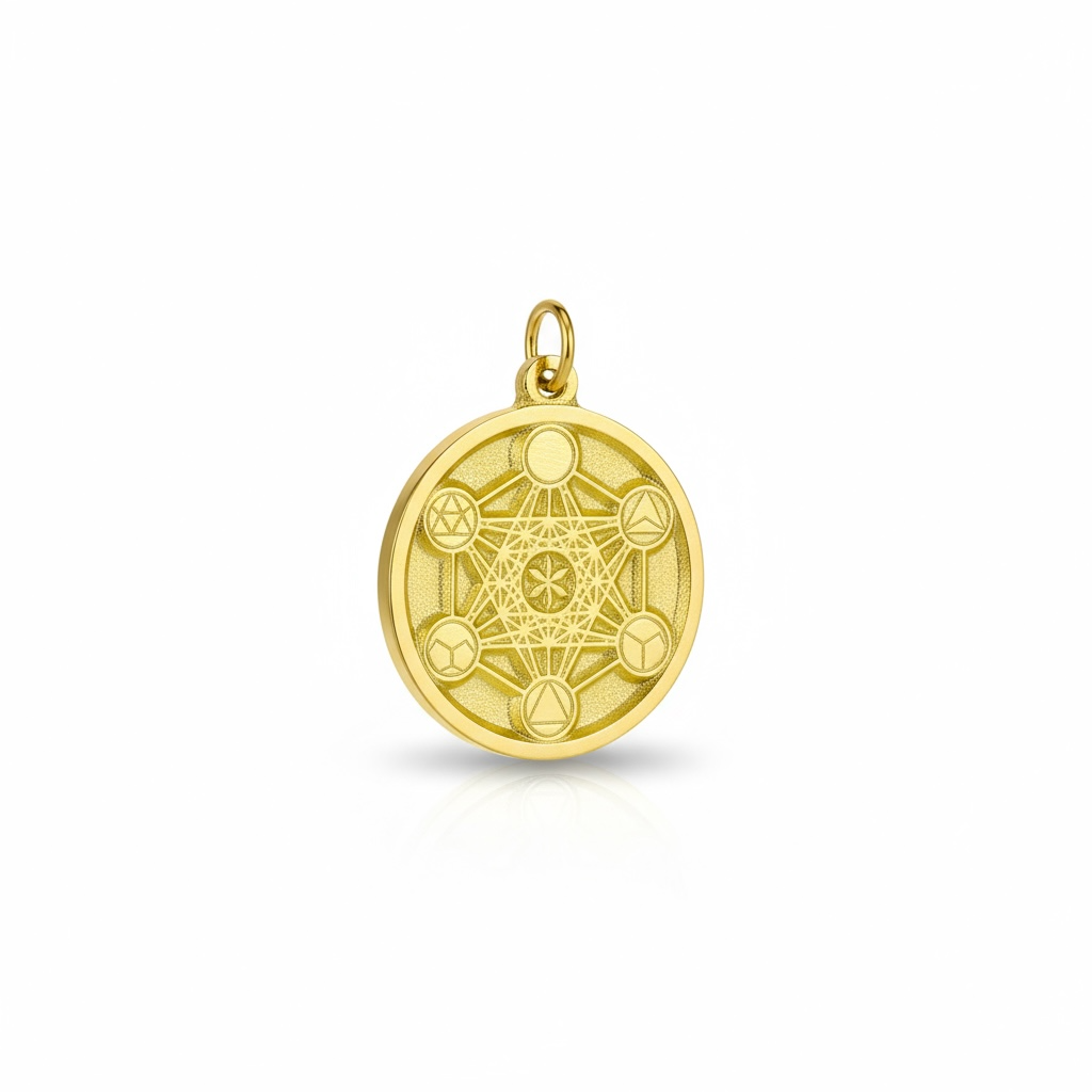 Metatron Dije Troquelado, Encapsulado Baño Dorado 3 Cm Diame by ARTICULOS ESOTERICOS LETY