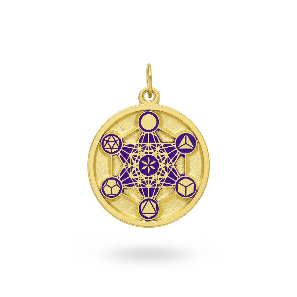 Metatron Dije Troquelado, Encapsulado Baño Dorado 3 Cm Diame by ARTICULOS ESOTERICOS LETY