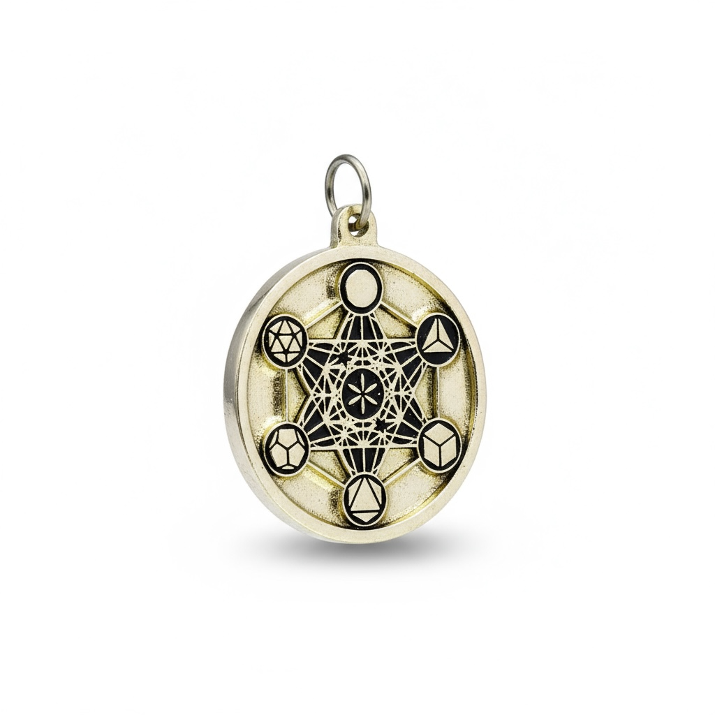 Metatron Dije Troquelado, Encapsulado Baño Dorado 3 Cm Diame by ARTICULOS ESOTERICOS LETY