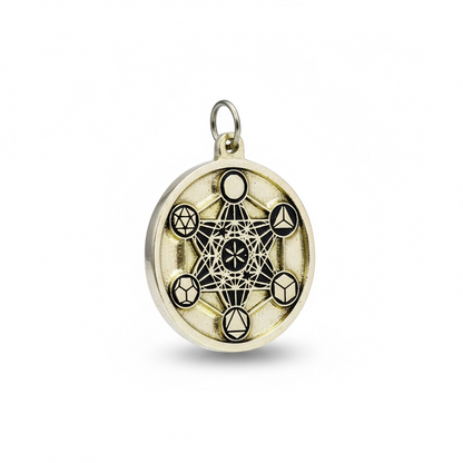 Metatron Dije Troquelado, Encapsulado Baño Dorado 3 Cm Diame by ARTICULOS ESOTERICOS LETY