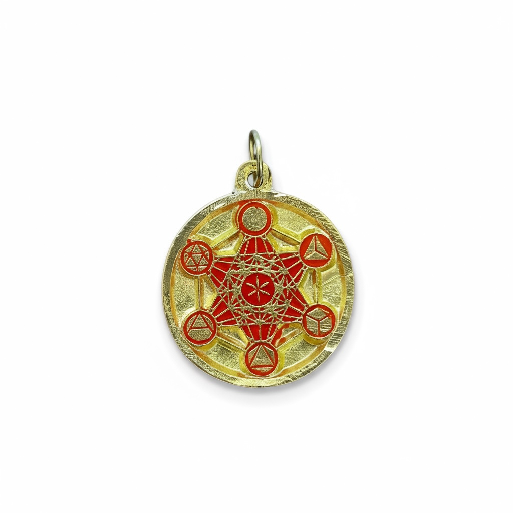 Metatron Dije Troquelado, Encapsulado Baño Dorado 3 Cm Diame by ARTICULOS ESOTERICOS LETY