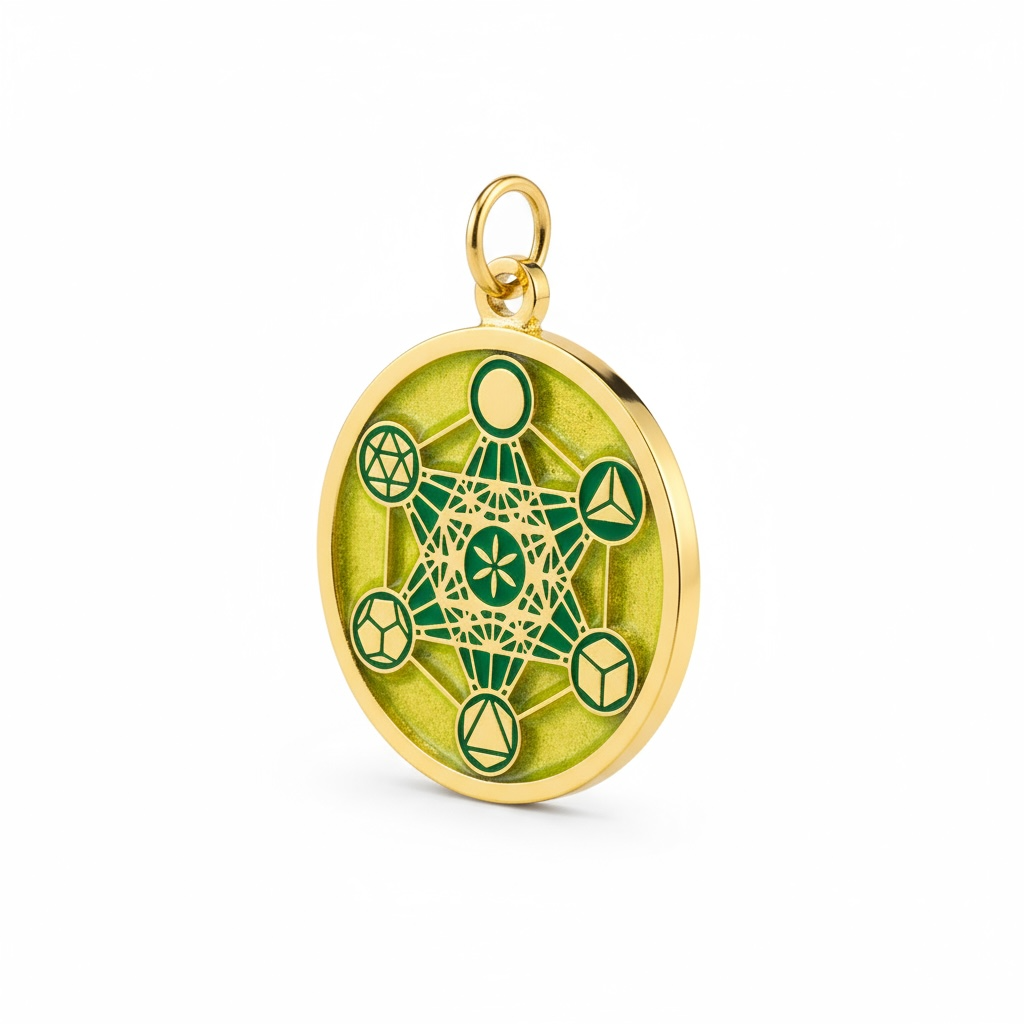 Metatron Dije Troquelado, Encapsulado Baño Dorado 3 Cm Diame by ARTICULOS ESOTERICOS LETY