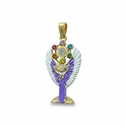 Metatron Dije Con Cubo Baño De Oro Pintado A Mano Con Crista by ARTICULOS ESOTERICOS LETY