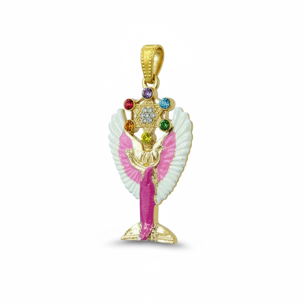 Metatron Dije Con Cubo Baño De Oro Pintado A Mano Con Crista by ARTICULOS ESOTERICOS LETY